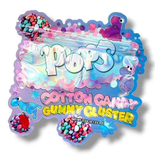 Pops Cotton Candy Gummy Clusters Mylar Bag 3.5 Grams