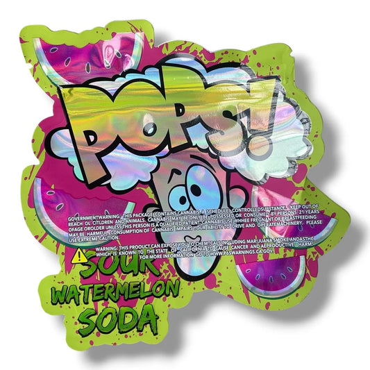 Pops Sour Watermelon Soda Mylar Bag 3.5 G