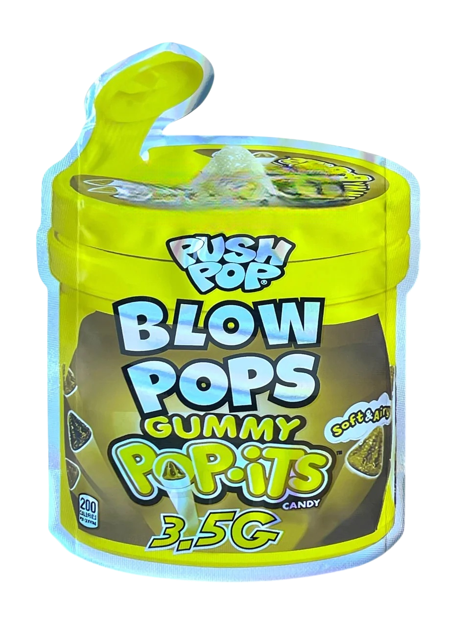 Push Pop Blow Pops Gummy Pop-Its (Yellow) Mylar Bag 3.5 Grams