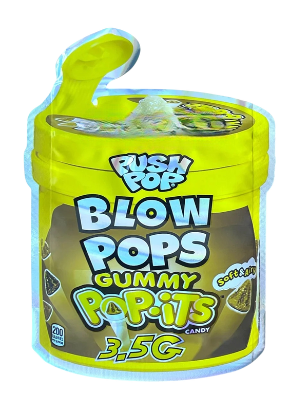 Push Pop Blow Pops Gummy Pop-Its (Yellow) Mylar Bag 3.5 Grams – Supply Citi