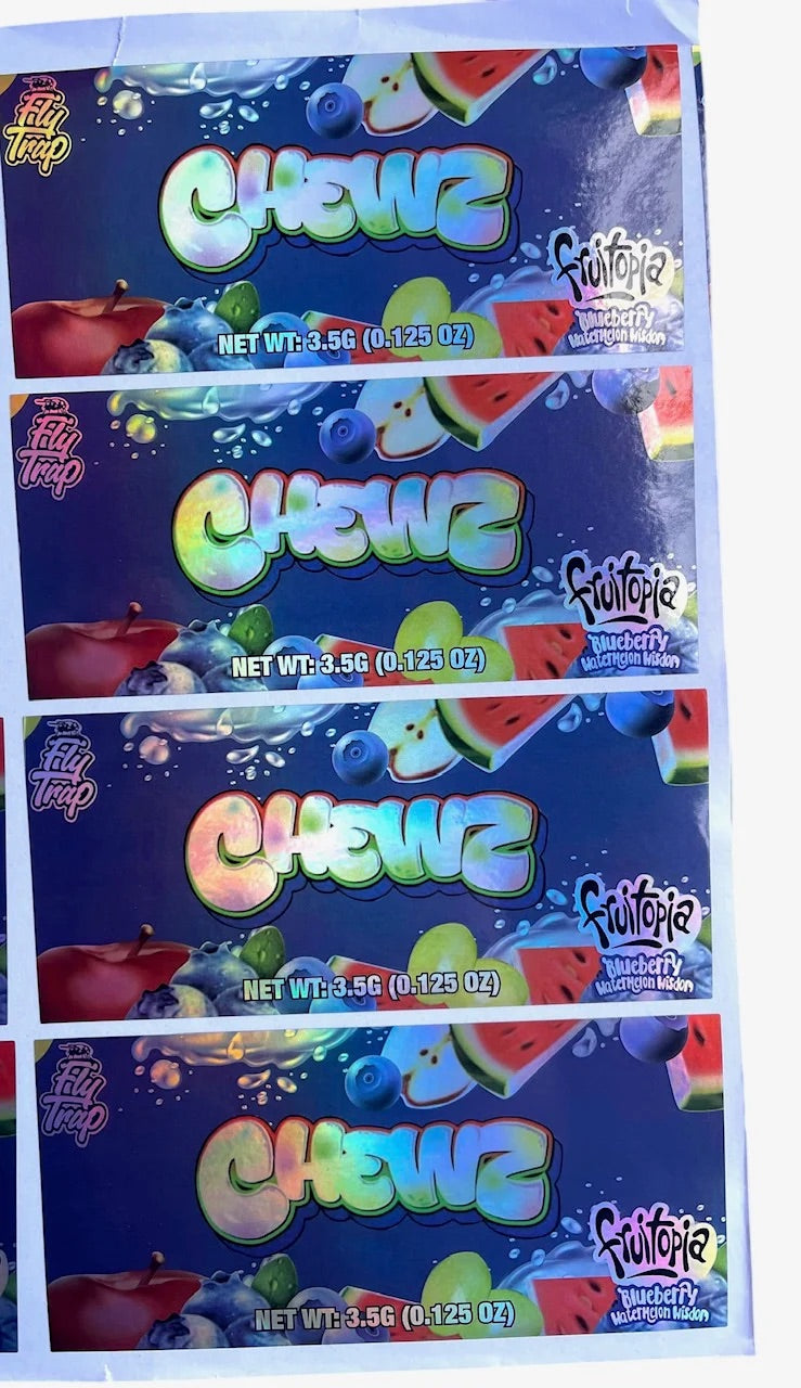 Push Pop Chewz Fruitopia 3.5 grams Container Holographic Sticker