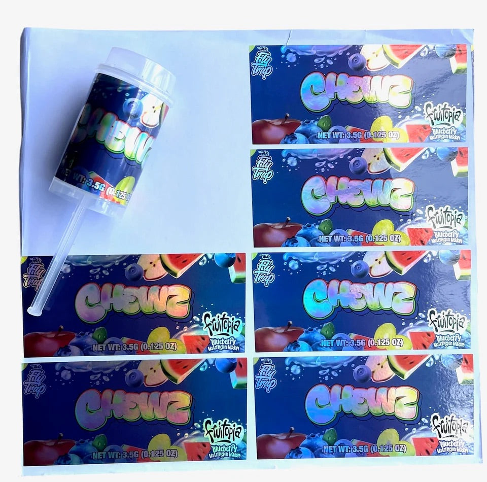 Push Pop Chewz Fruitopia 3.5 grams Container Holographic Sticker