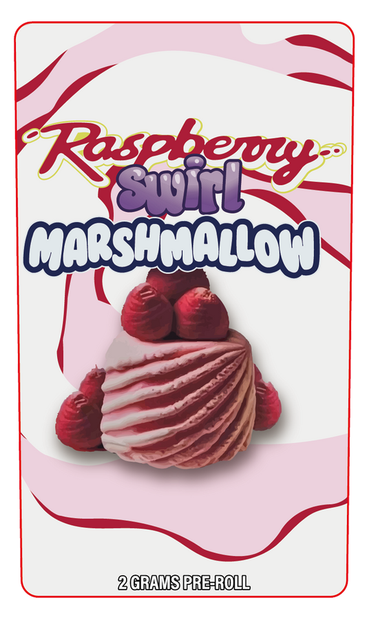 Raspberry Swirl Marhmellow Gram Pre-Roll Holographic Labeling/Stickers Only