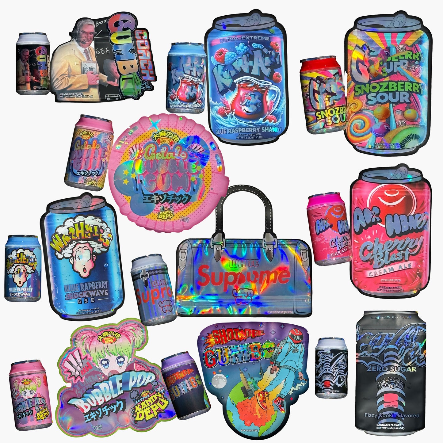 Soda Can Plastic jars with mylar bags 3.5g