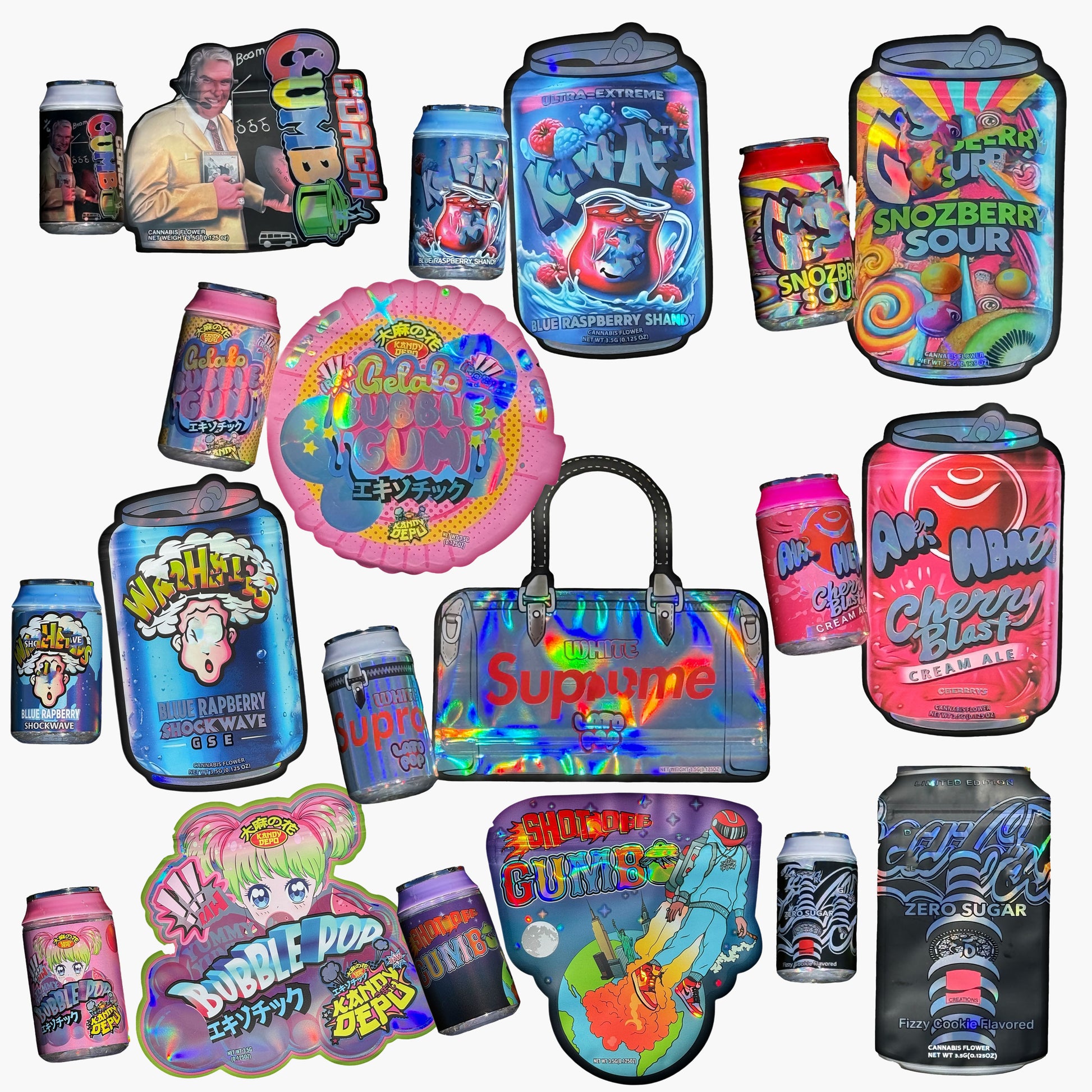 Soda Can Plastic jars with mylar bags 3.5g