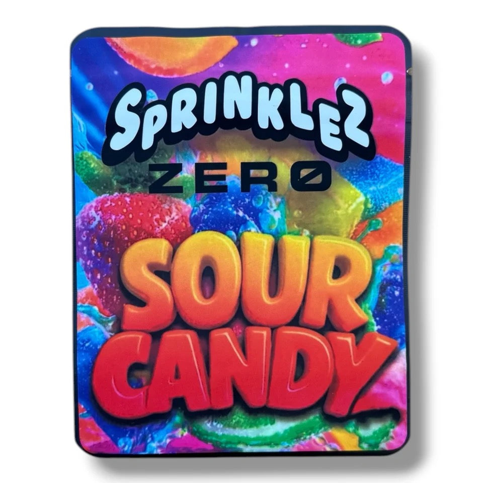 SPRINKLEZ ZERO SOUR CANDY 3.5G MYLAR STICKER BAGS -WITH STICKERS AND LABEL