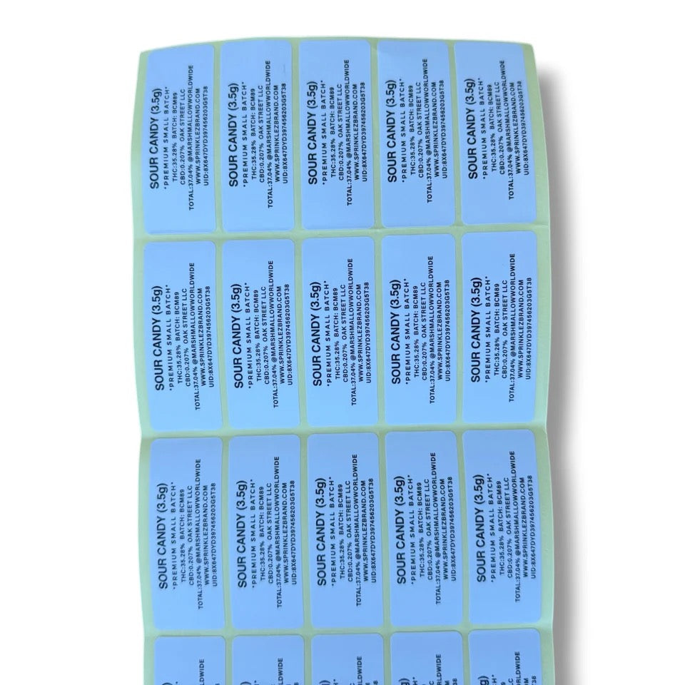 SPRINKLEZ ZERO SOUR CANDY 3.5G MYLAR STICKER BAGS WITH STICKERS AND LABEL