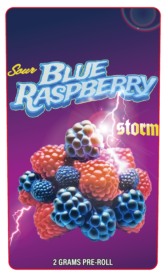Sour Blue Raspberry Storm 2 Gram Pre-Roll Holographic Labeling/Stickers Only