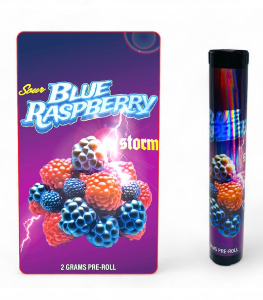 Sour Blue Raspberry Storm Tubes with Holographic Labels 