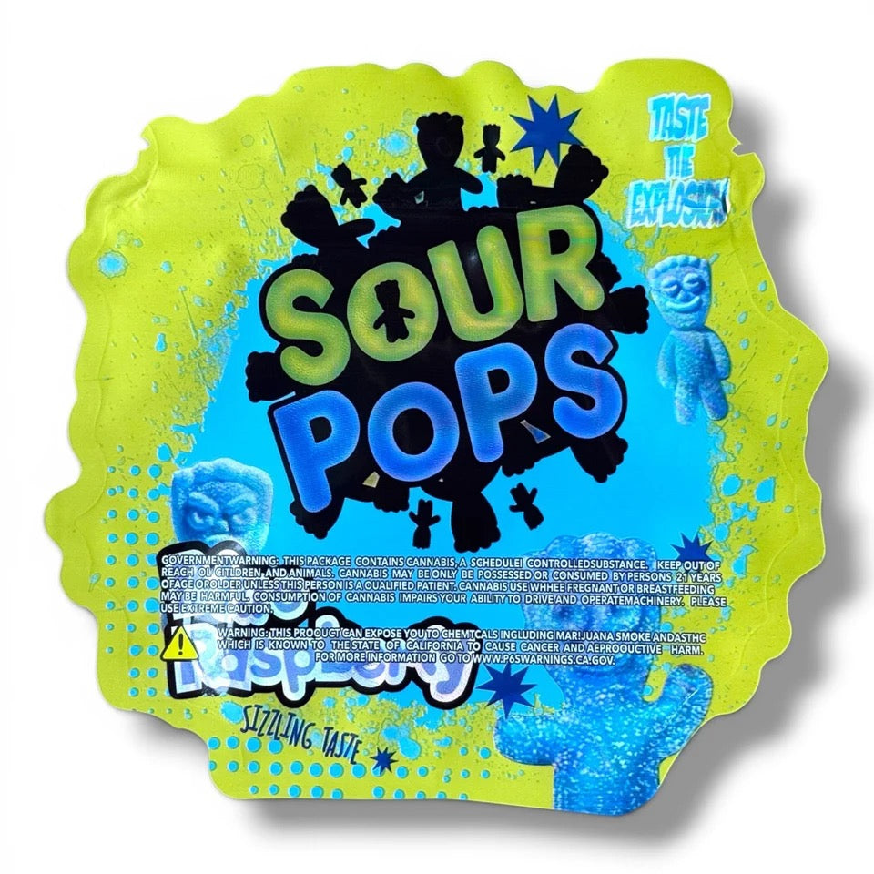 Sour Pops Blue Raspberry Mylar Bag 3.5 G