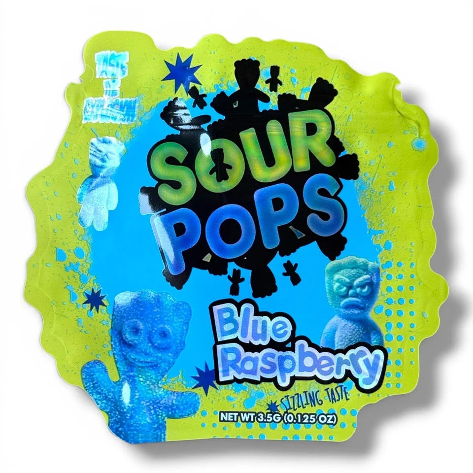 Sour Pops Blue Raspberry Mylar Bag 3.5 Grams