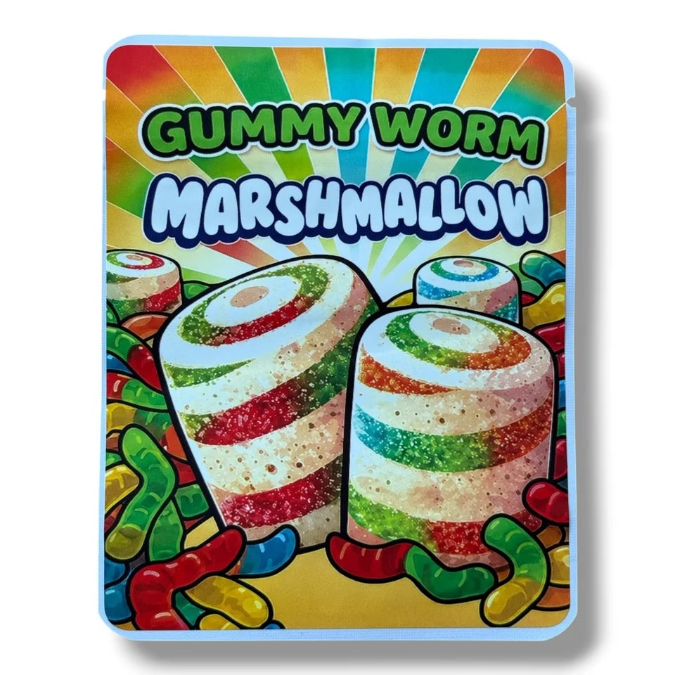 Sprinkles Gummy Worm Marshmallow (Soft Sticker) With Stickers and Labels Mylar Bag 3.5 G
