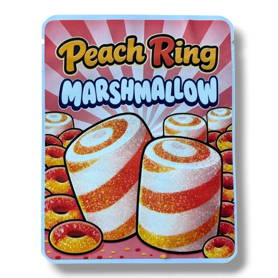 Sprinkles Peach Ring Marshmallow (Soft Sticker) With Stickers and Labels Mylar Bag 3.5 G