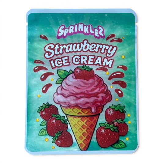 Sprinkles Strawberry Ice Cream (Soft Sticker) With Stickers and Labels Mylar Bag 3.5 Grams