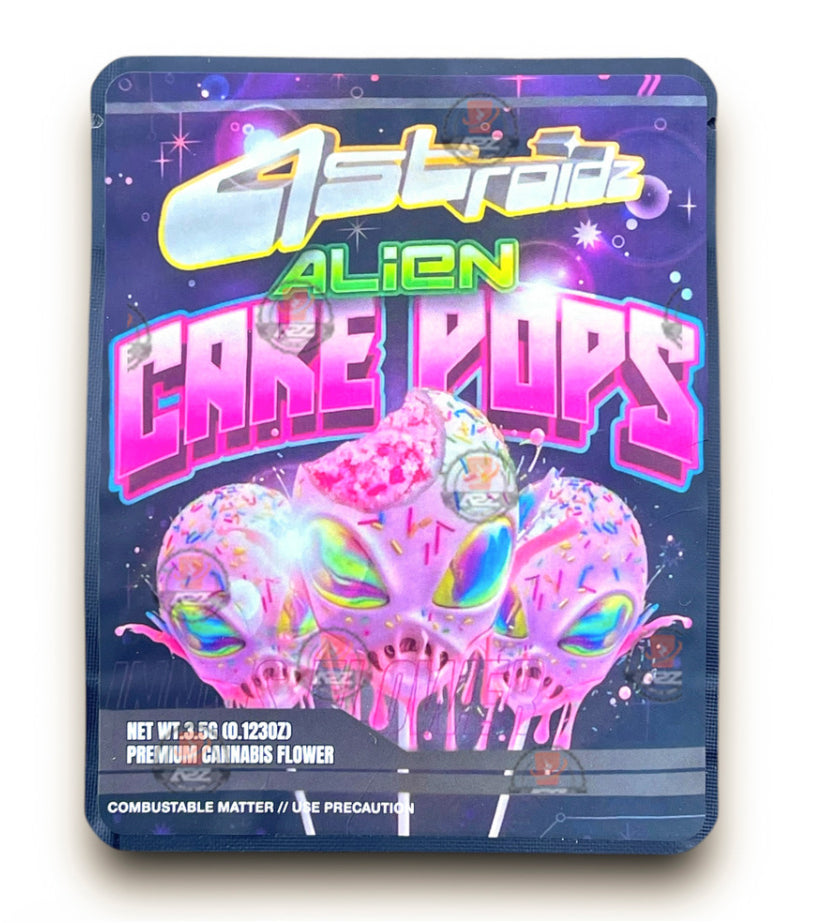 Sprinklez Astroidz Alien Cake Pops 3.5G Mylar Bags -With stickers and label