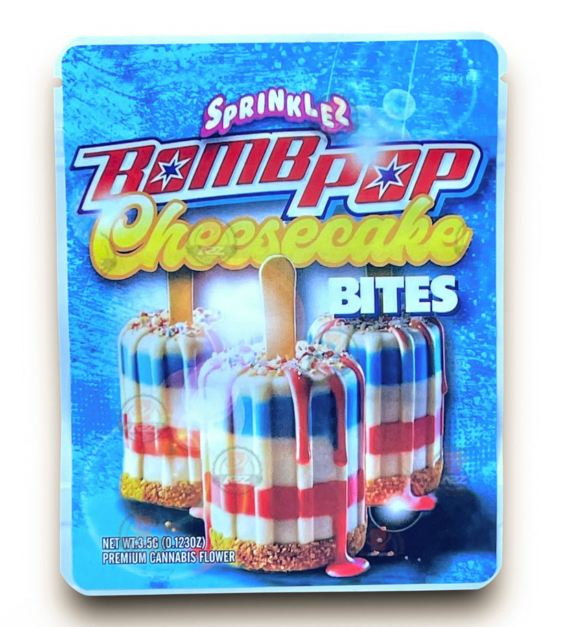 Sprinklez Bomb Pop Cheesecake Bites 3.5G Mylar Bags -With stickers and label