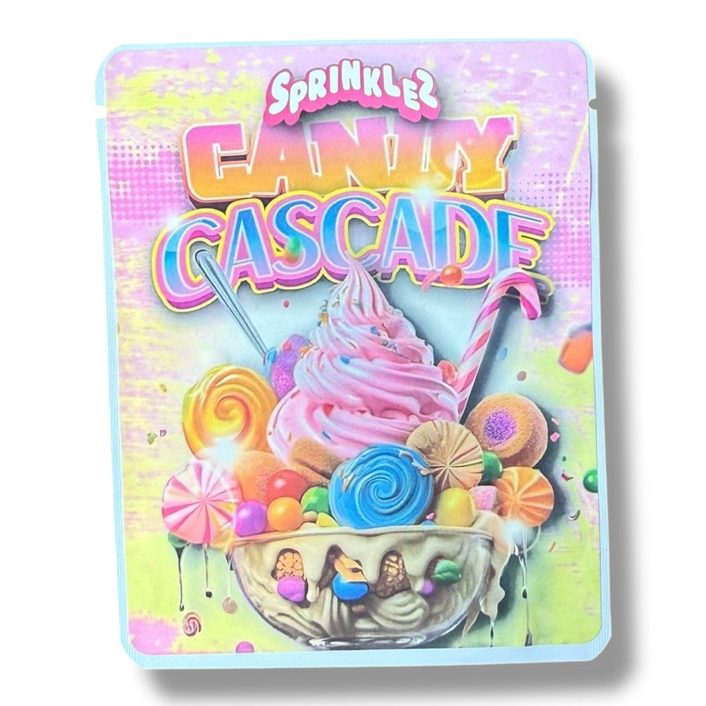 Sprinklez Candy Cascade 3.5G Mylar Bags -With stickers and label