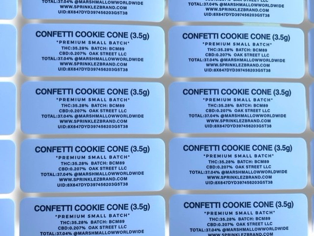 Sprinklez Confetti Cookie Cone 3.5G Mylar Bags With stickers and label