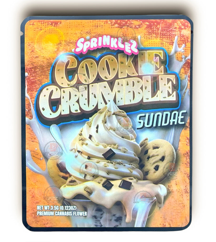 Sprinklez Cookie Crumble Sundae 3.5G Mylar Bags -With stickers and label
