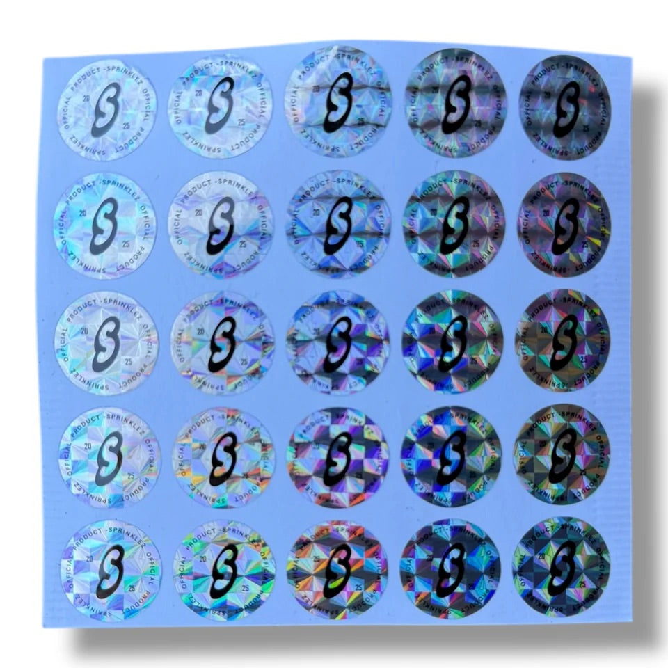 Sprinklez Dazzle Bomb Crumble 3.5G Mylar Bags -With stickers and labels