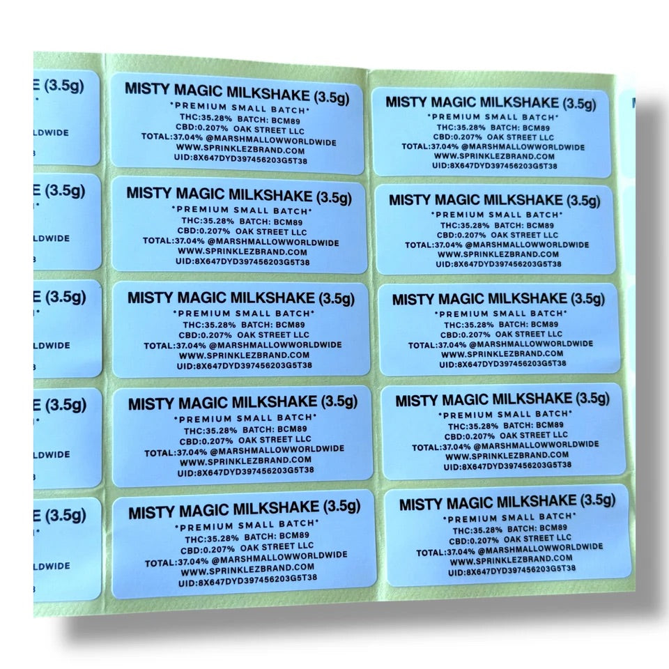 Sprinklez Misty Magic Milkshake Mylar  Bags 3.5G -With stickers and labels