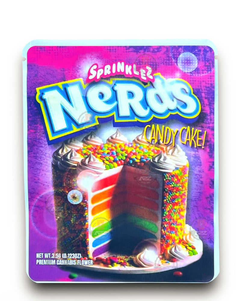 Sprinklez Nerds Candy Cake 3.5G Mylar Bags -With stickers and label