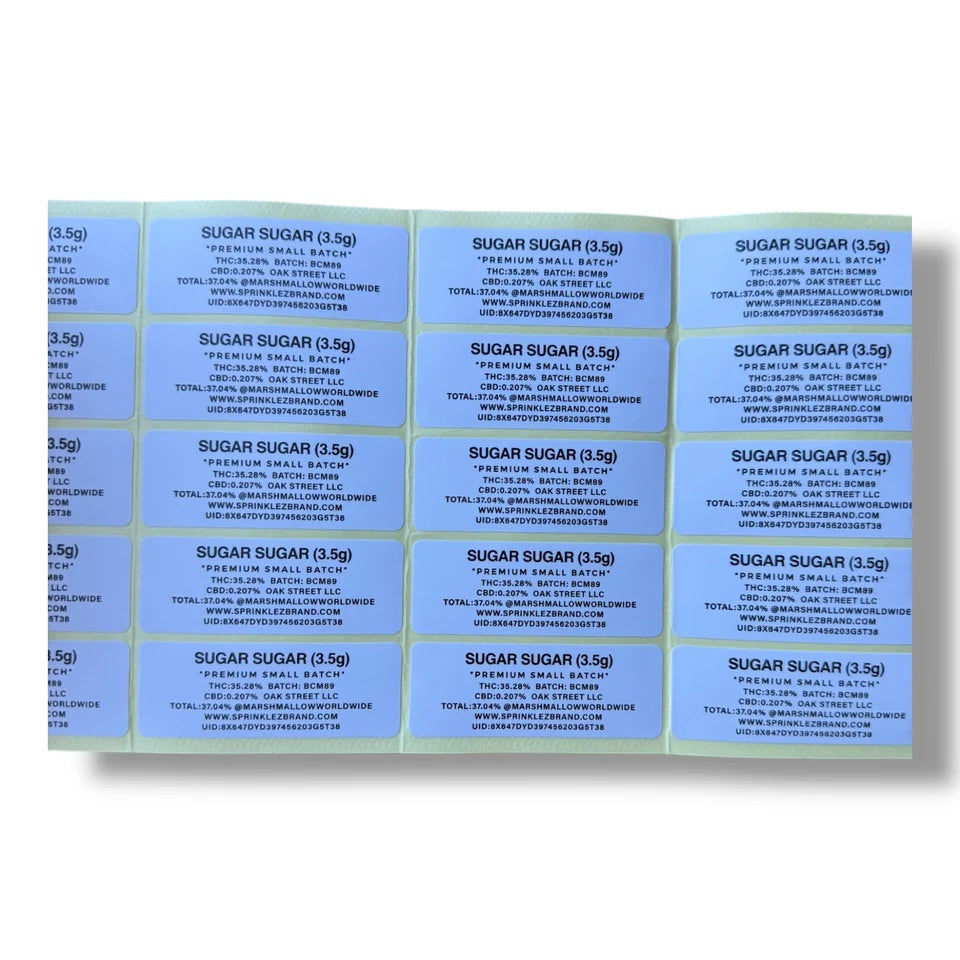 Sprinklez Sugar Sugar Marshmallow 3.5G Mylar Bags With stickers and label