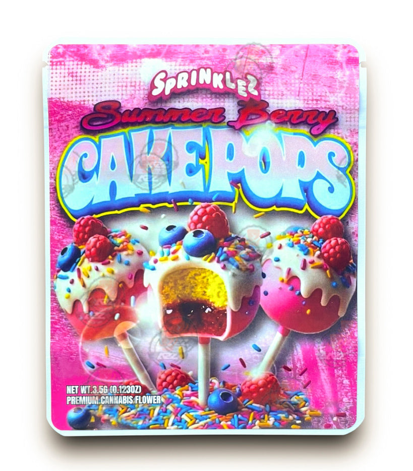 Sprinklez Summer Berry Cake Pops 3.5G Mylar Bags -With stickers and label