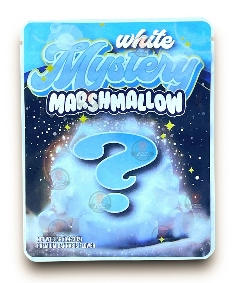 Sprinklez White Mystery Marshmallow 3.5G Mylar Bags -With stickers and label