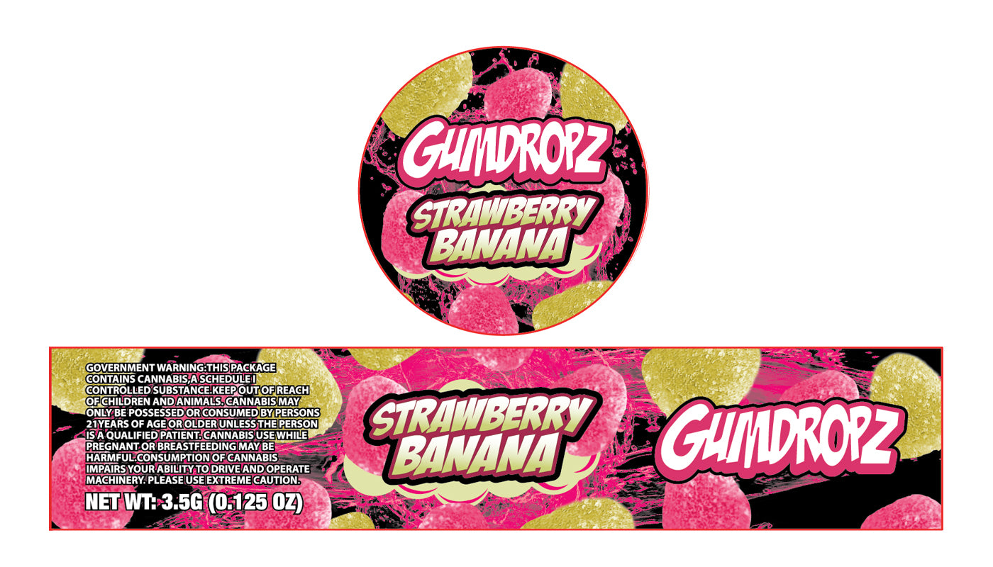 Strawberry Banana 3.5g Glass Jar Holographic Labeling/Stickers Only 