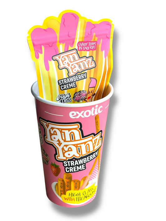 Strawberry Creme Yan Yanz Exotic 3.5g Cup and Bag