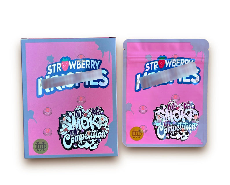 Strawberry Mylar Bags with Boxes 3.5g Box Packaging Holographic