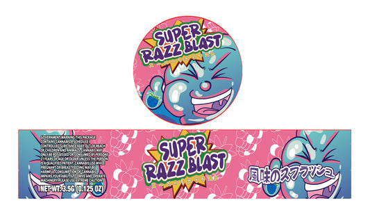 Super Razz Blast 3.5g Glass Jar Holographic Labeling/Stickers Only