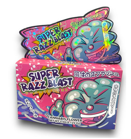 Super Razz Blast Mylar Bags with Boxes 3.5g Box Packaging Holographic