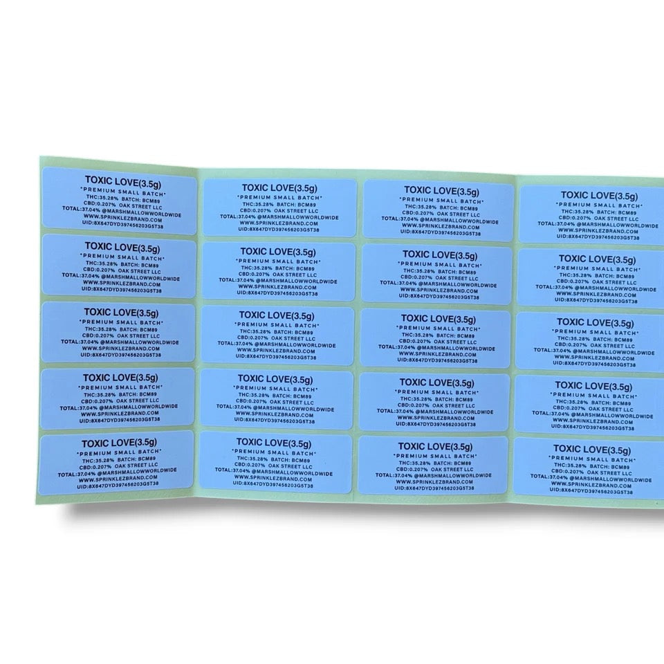TORCH WORLD TOXIC LOVE 3.5G MYLAR STICKER BAGS WITH STICKERS AND LABEL