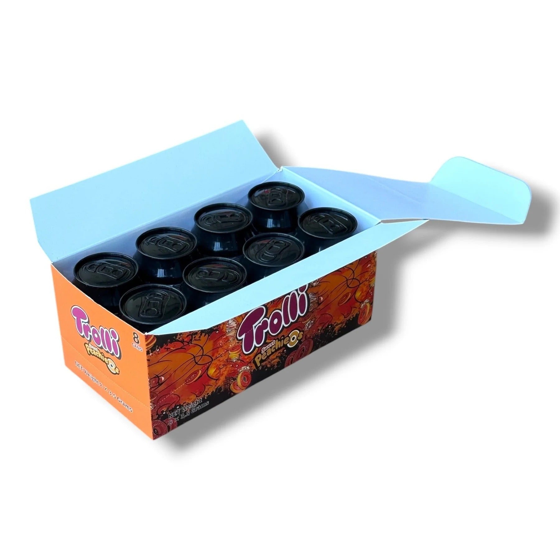 TROLLI SWEET PEACHIEOS 3.5G CANS - 8 CANS 