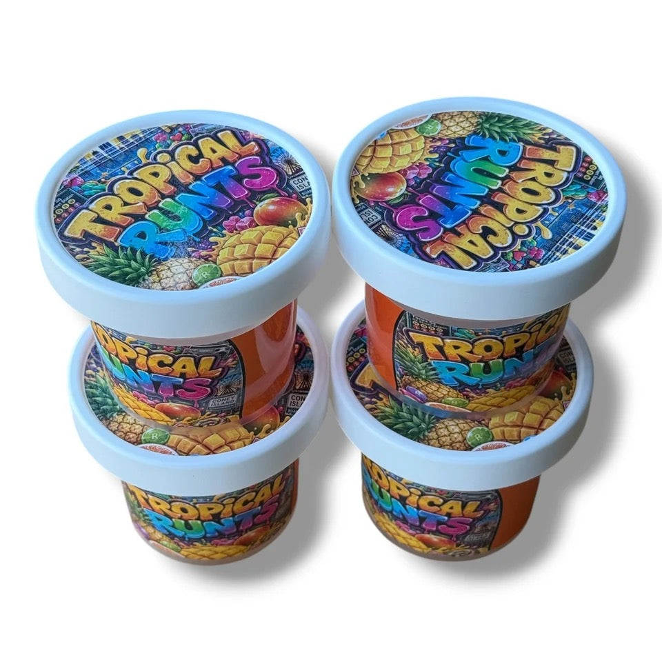 Tropical Runts Ice Cream Jars Plastic Container 3.5 G