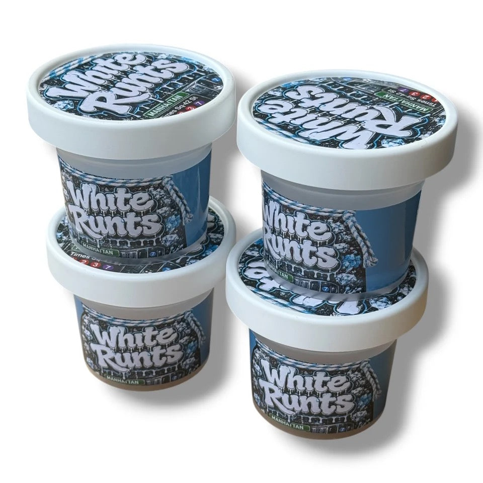 White Runts Ice Cream Jars Plastic Container 3.5 G