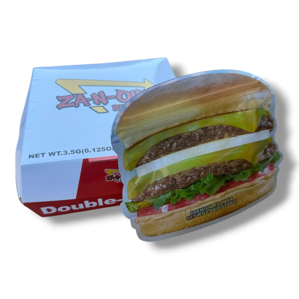 ZA-N-OUT BURGER MYLAR BAGS WITH BOXES 3.5G BOX PACKAGING