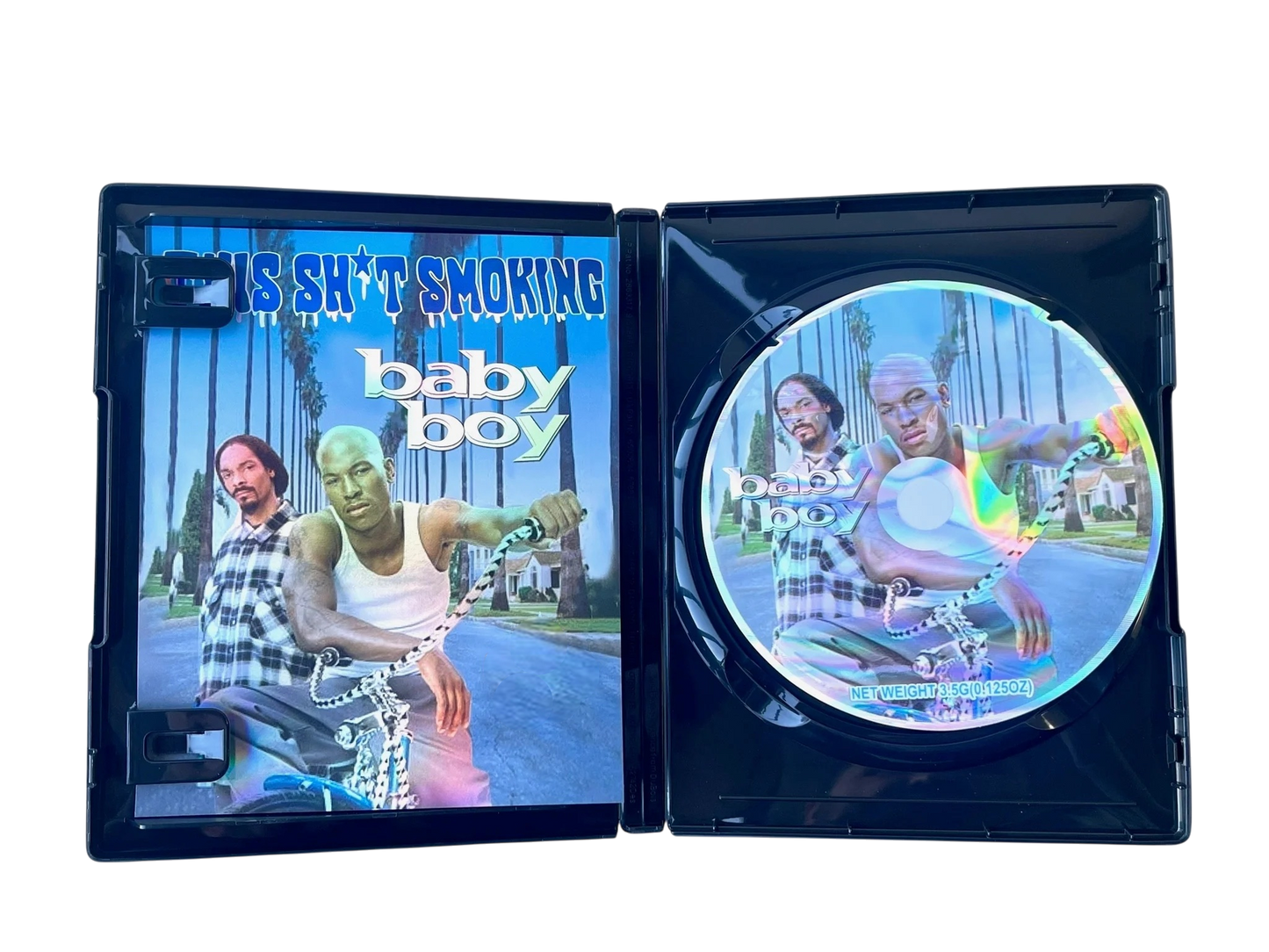 Baby Boy DVD Cases with Mylar bags 3.5g