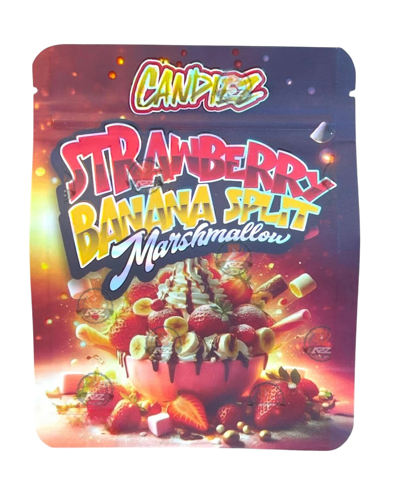 Best Budz Strawberry Banana Split Mylar Bags with Boxes 3.5g Box Packaging Holographic