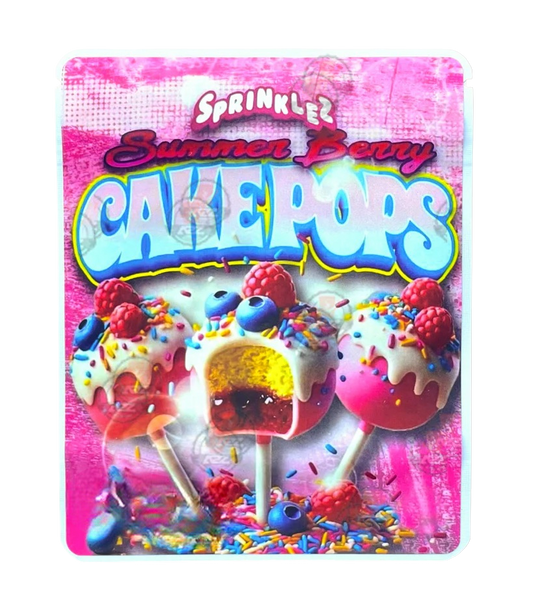 Sprinklez Summer Berry Cake Pops 3.5G Mylar Bags -With stickers and label