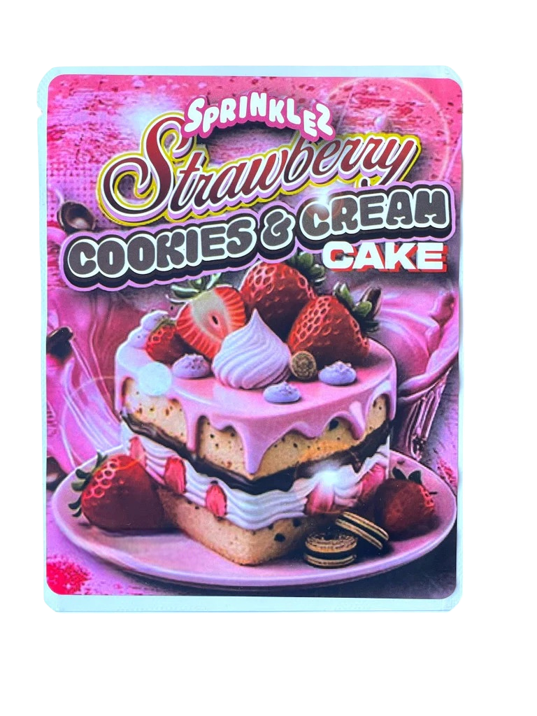 Sprinklez Strawberry Cookies & Cream Cake Mylar Bags with Boxes 3.5g Box Packaging With stickers and label