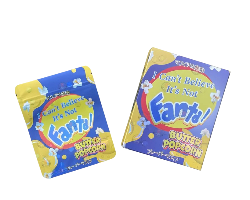 Fanta Butter Popcorn Mylar Bags with Boxes 3.5g Box Packaging Holographic