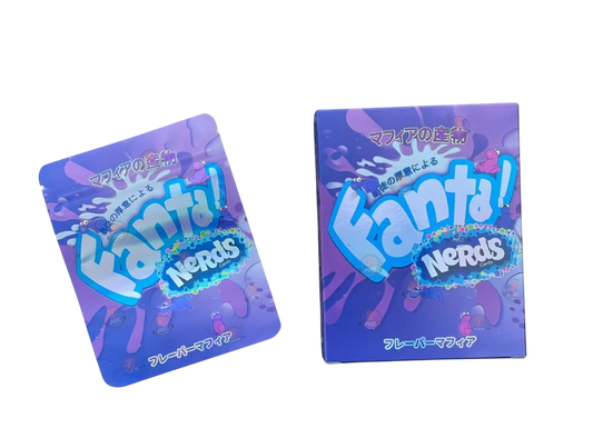 Fanta Nerds Candy Mylar Bags with Boxes 3.5g Box Packaging Holographic