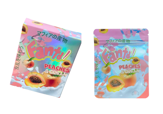 Fanta Peaches & Cream Mylar Bags with Boxes 3.5g Box Packaging Holographic
