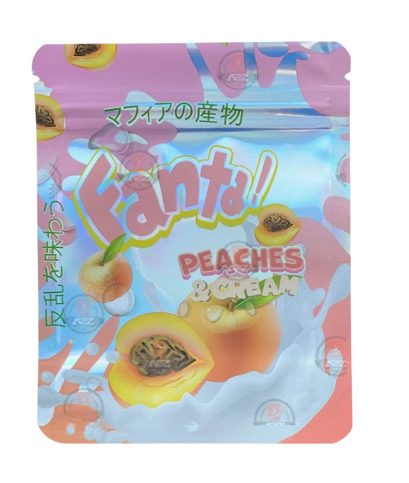 Fanta Peaches & Cream Mylar Bags with Boxes 3.5g Box Packaging Holographic