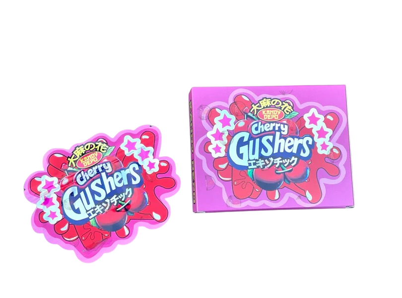 Kandy Depo Cherry Gushers Mylar Bags with Boxes 3.5g Box Packaging Holographic