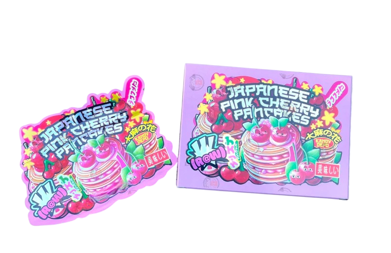 Kandy Depo Japanese Pink Cherry Pancakes Mylar Bags with Boxes 3.5g Box Packaging Holographic