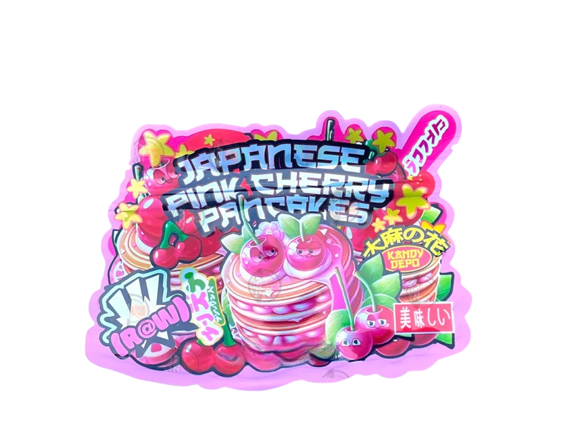 Kandy Depo Japanese Pink Cherry Pancakes Mylar Bags with Boxes 3.5g Box Packaging Holographic